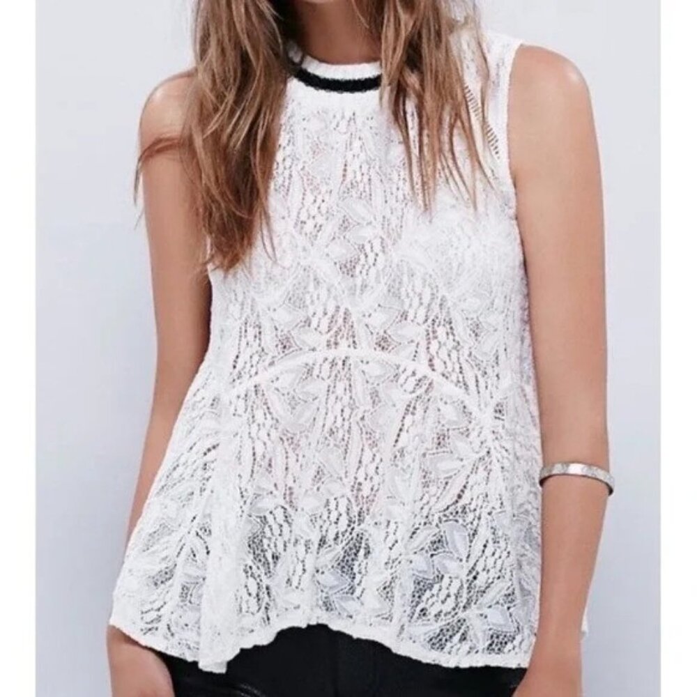 Free People Ivory Lace Sleeveless Top xs